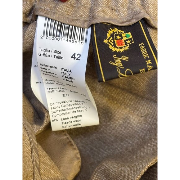 Peserico Wool Trousers Brown By Steven Made In Italy Elastic Waistband 6/42 - Picture 6 of 6